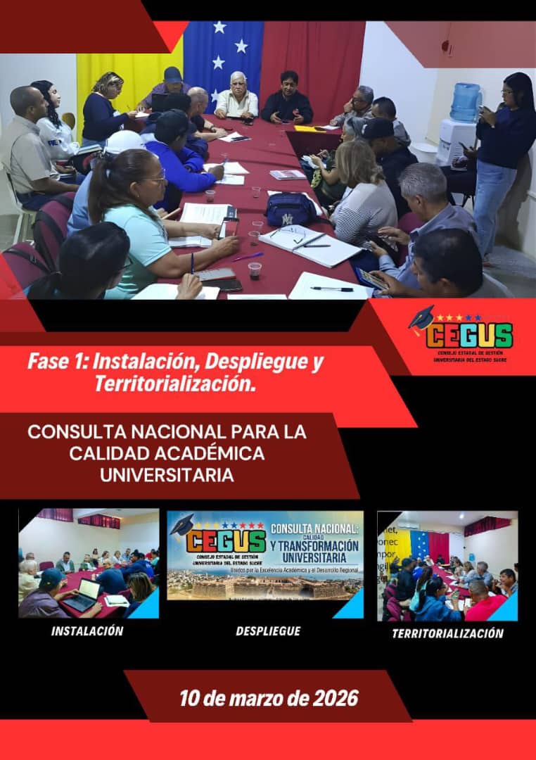 Instaladas las comisiones estadal y municipales para el despliegue de la Consulta Nacional por la Calidad Académica Universitaria en el estado Sucre.